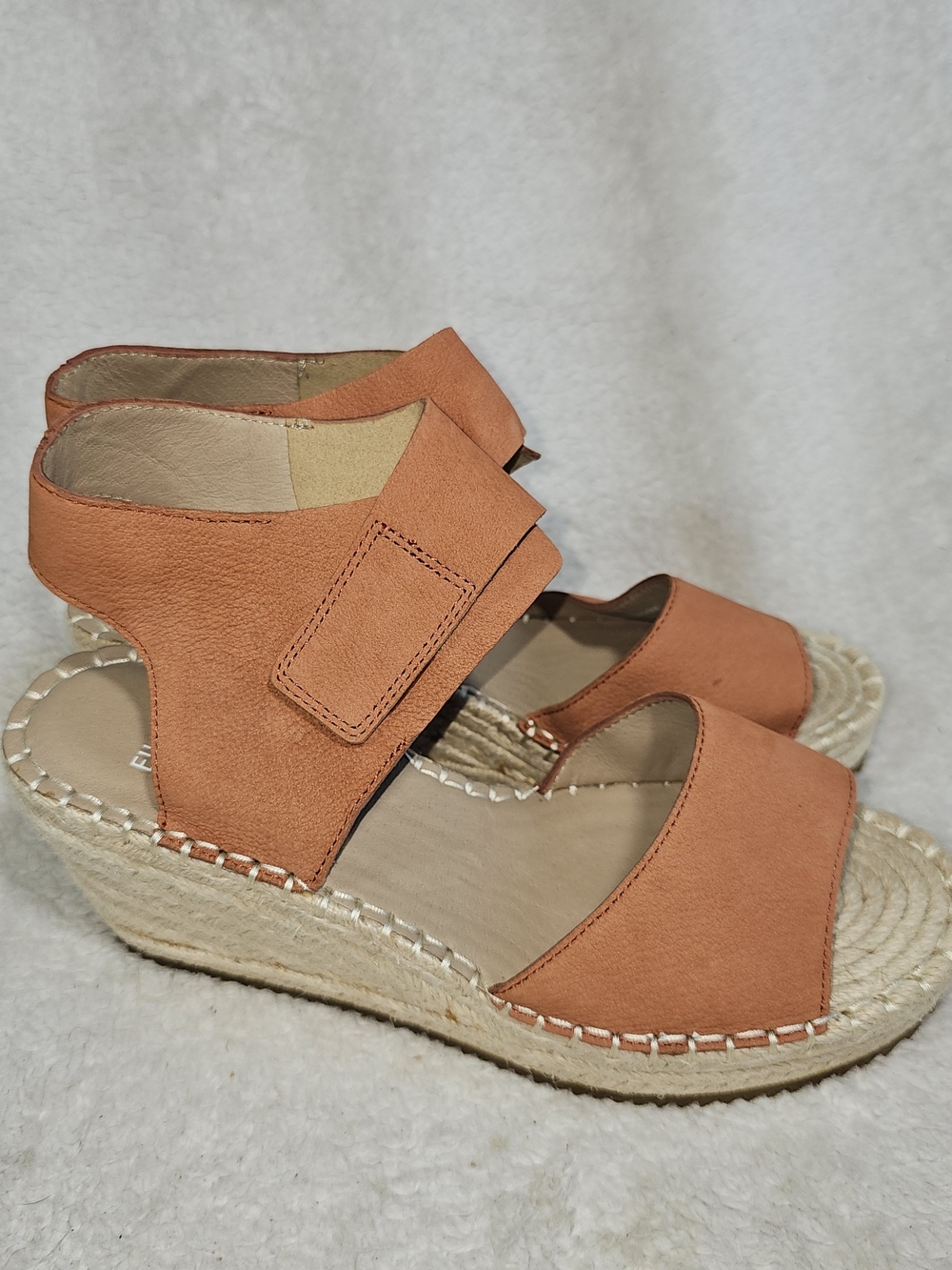 Eileen Fisher Weslia Espadrille Wedge Sandal Cider Leather Size 6.5 Coastal. - Picture 6 of 12